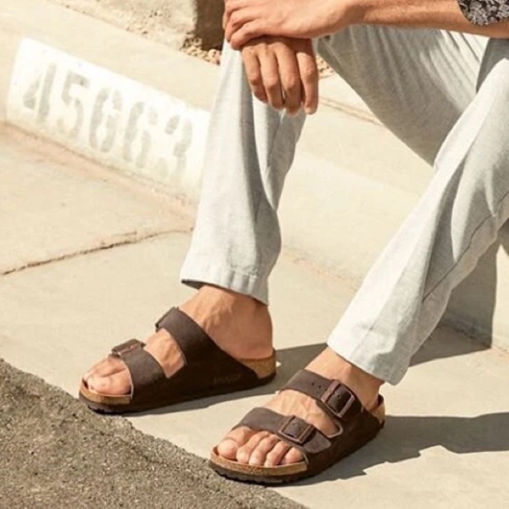 Men’s Birkenstock Milano Sandals Mens Sz 12 Brown Leather.  Soft footbed